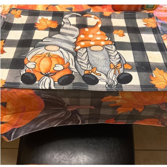 Gnome Table Placemats Set 4 Fall Home Decor Plaid Thanksgiving Decorations Gift - Picture 2 of 3